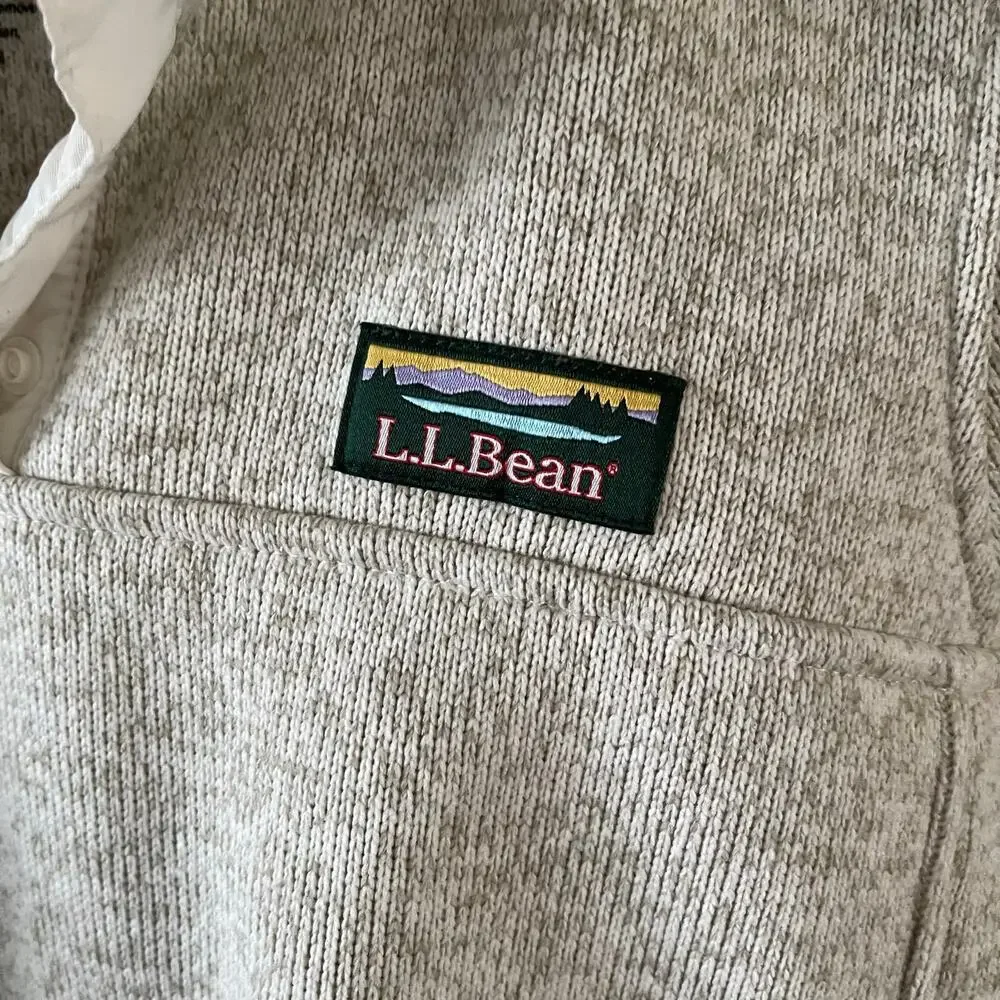 L.L. Bean Womens S Petite Sweater Fleece Jacket Cream Gorpcore - Picture 4 of 8
